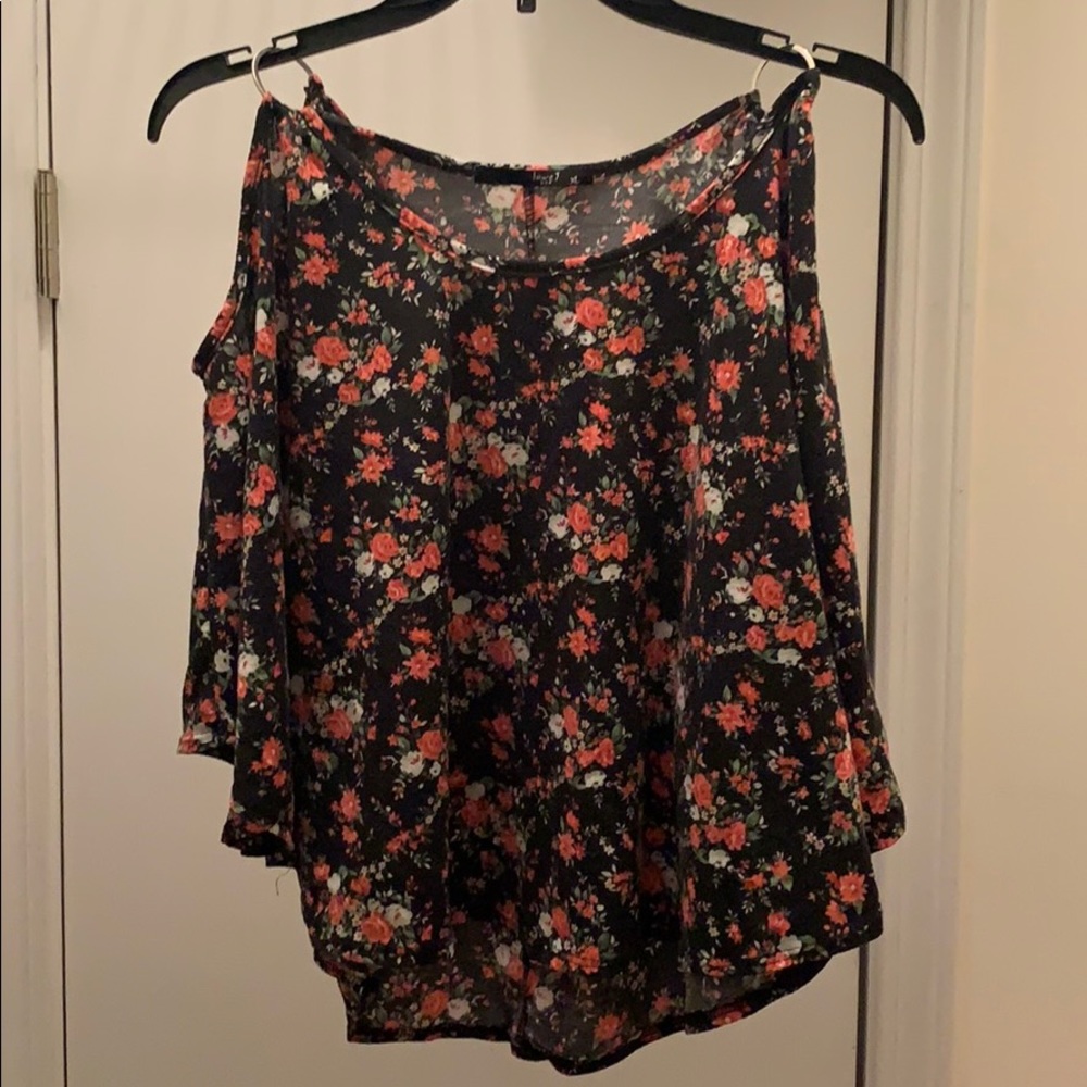 Cute off the shoulder blouse with red flowers